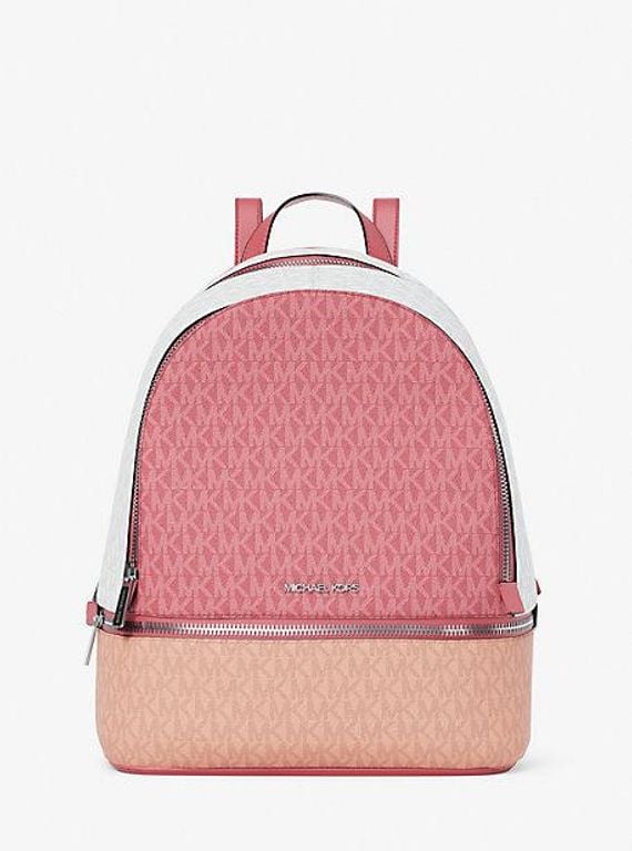 Rhea Medium Color-Block Signature Logo Backpack - Pink - Michael Kors Backpacks