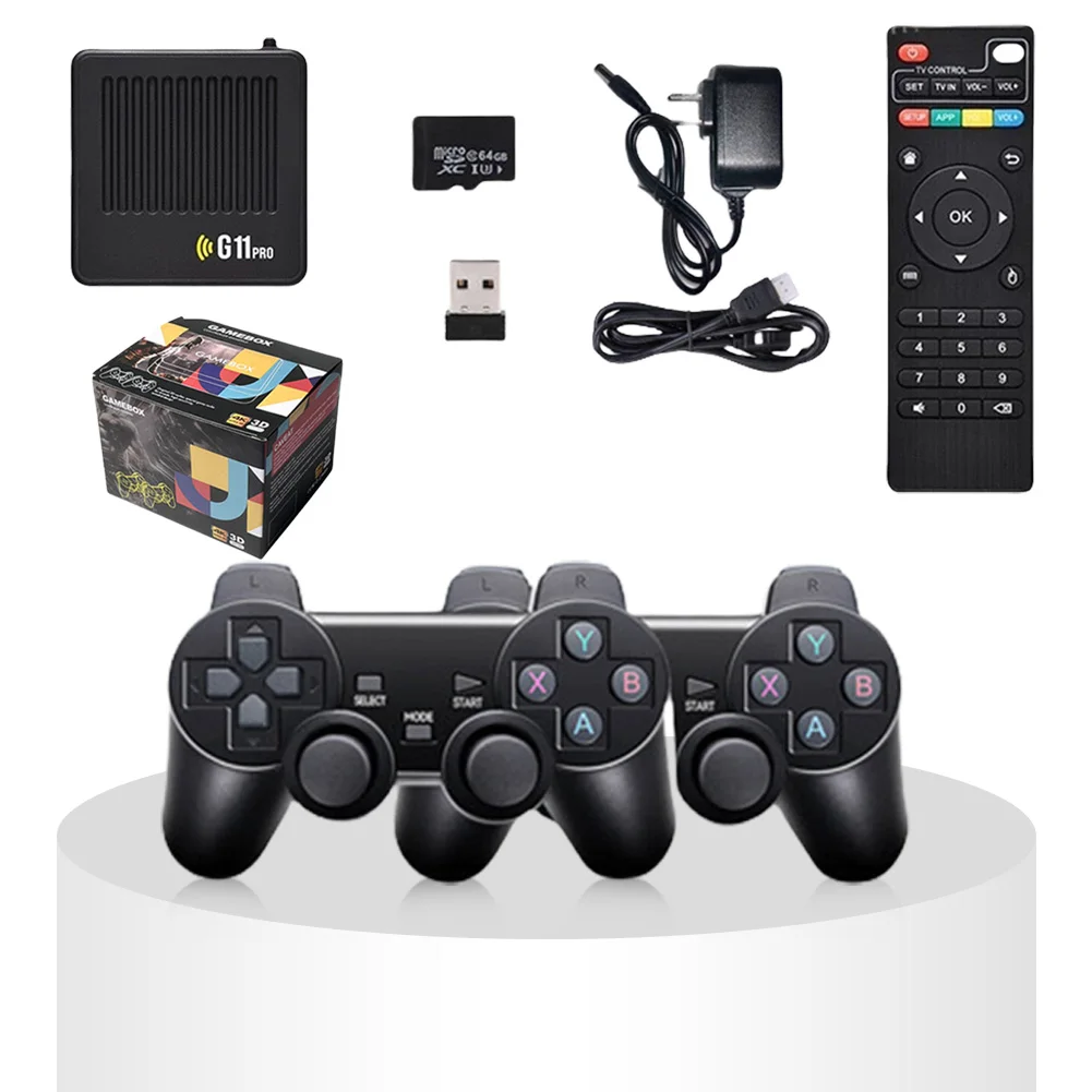 Console de jeu vidéo G11 Pro, plus de 10000 jeux rétro intégrés avec manette de jeu sans fil 2.4G, 4K, compatible HDMI, boîte TV