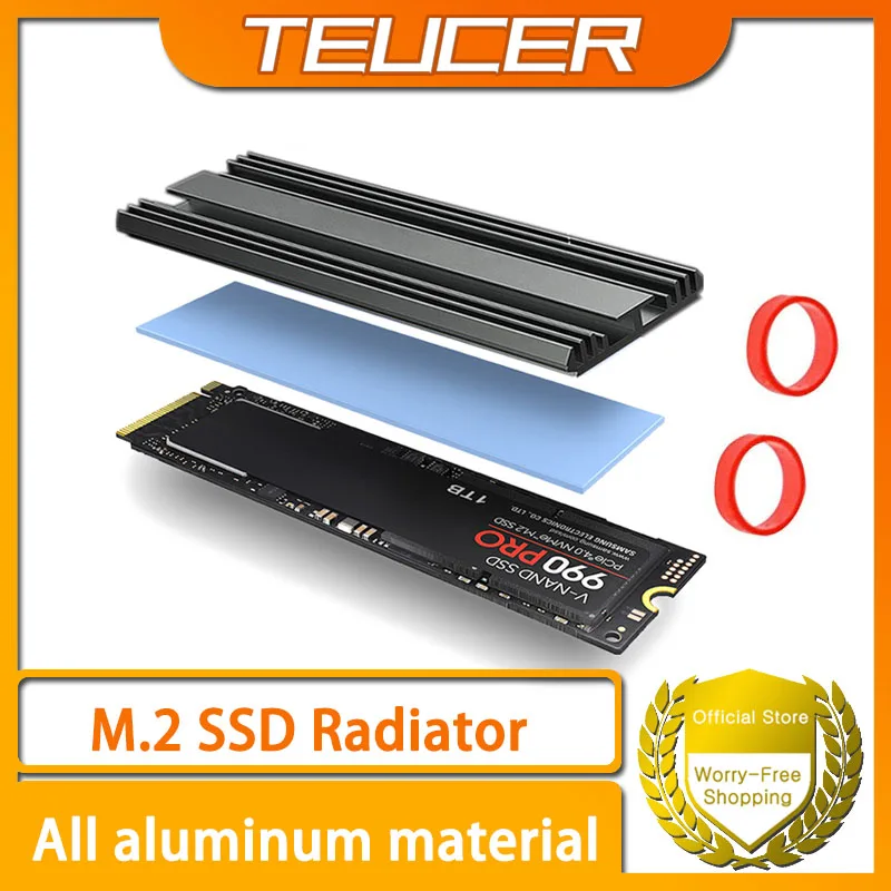TEUCER M.2 SSD Kühlkörper M2 2280 Solid State Festplatte Aluminium Kühler Für Desktop PC SSD PS5 Image