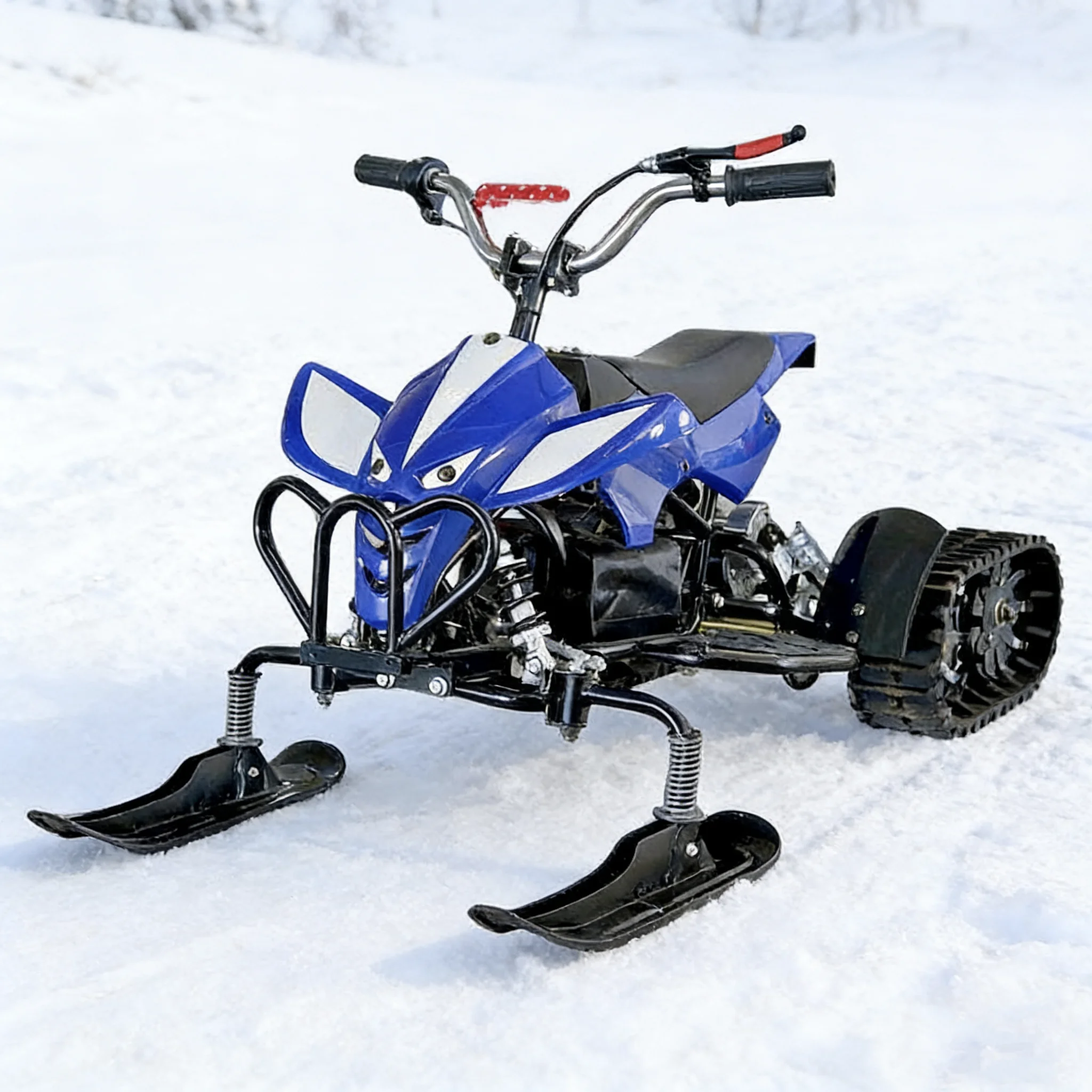 Familienfreundlicher, sicherer, batteriebetriebener Kinder-Schneemobil für warme Eltern-Kind-Winterspaß mit elektrischer Kettenmotorradschlitten Image