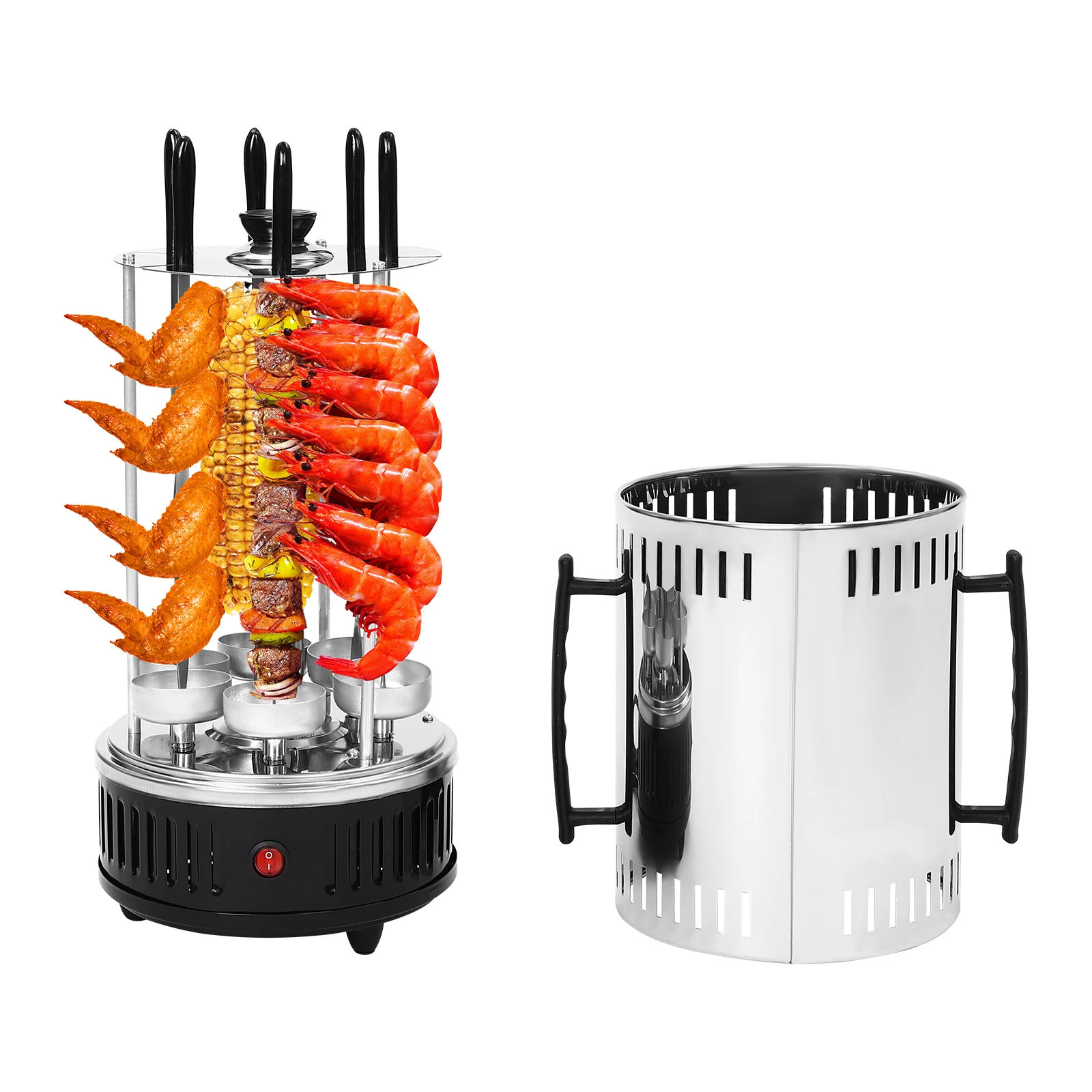 220 V Vertikalgrill 360 ° Automatische Drehung, rauchfreier Grill für den Innenbereich, elektrischer Spießbräter, vertikaler Rotisserie-Grill Image