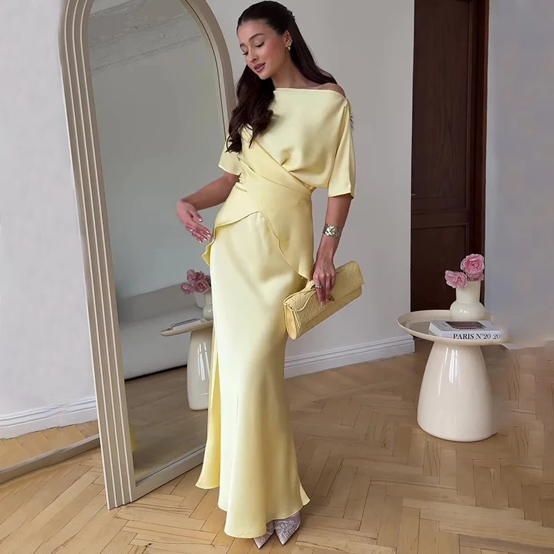 Ticketsx Gelbes, unregelmäßiges Rock-Set für Damen, Schnürung, Skew-Kragen, Oberteil, hohe Taille, Meerjungfrau-Rock-Set, Dame 2025, Sommer-Sexy-Rock-Set