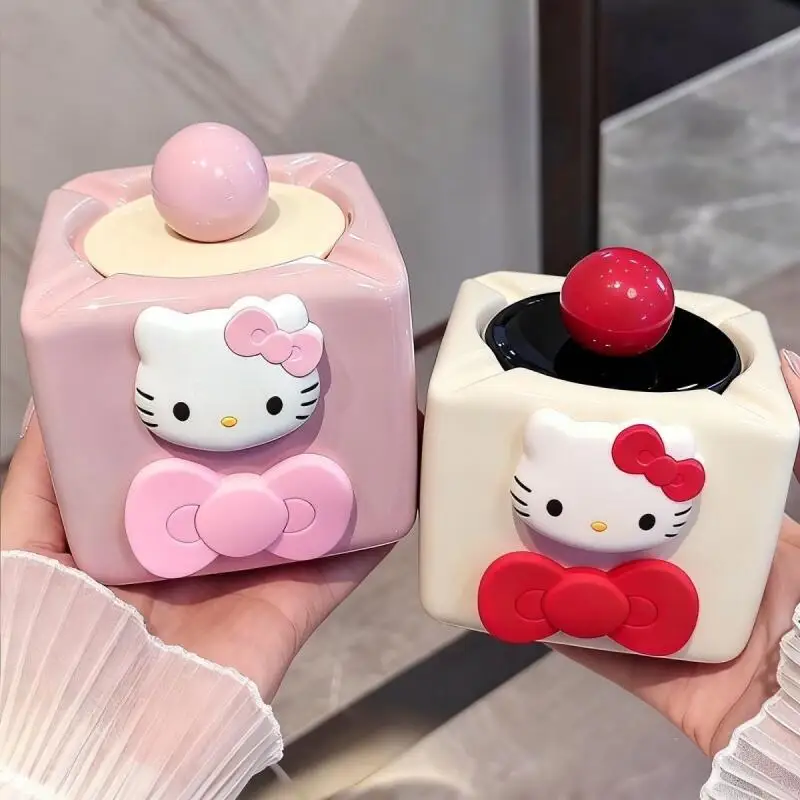 Sanrio Hello Kitty Aschenbecher Hit Produkt Neues Produkt Kawaii Cartoon Große Kapazität Niedliche Kreativität Exquisite Verzierung mit Deckel