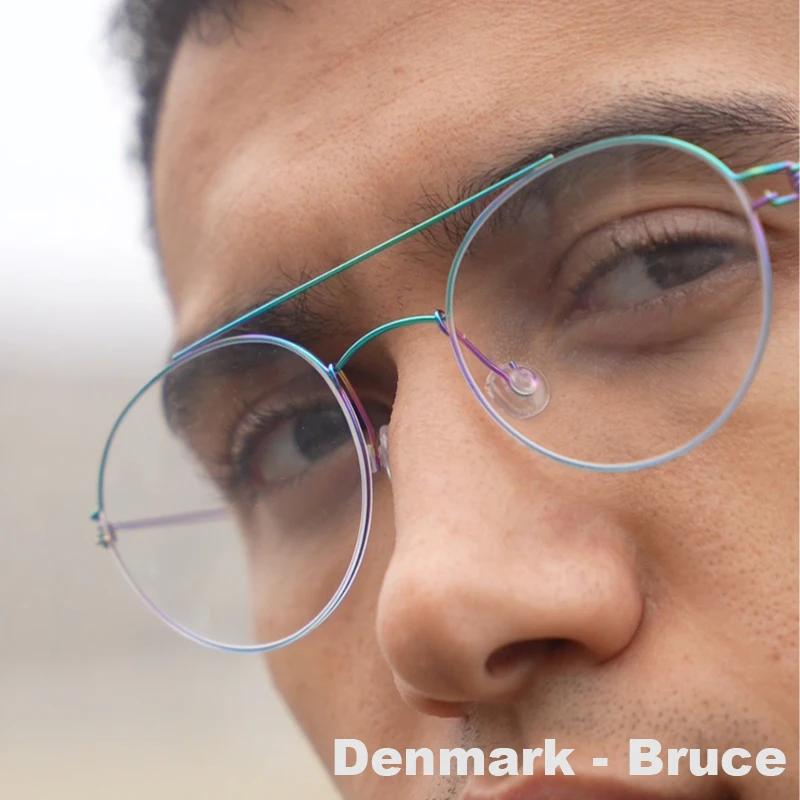 Dänemark Marke Runde Pilot Titan Brille Rahmen Männer Frauen Mode Doppel Strahl Dünne Rand Ultraleicht Einfache Brillen Brillen Image