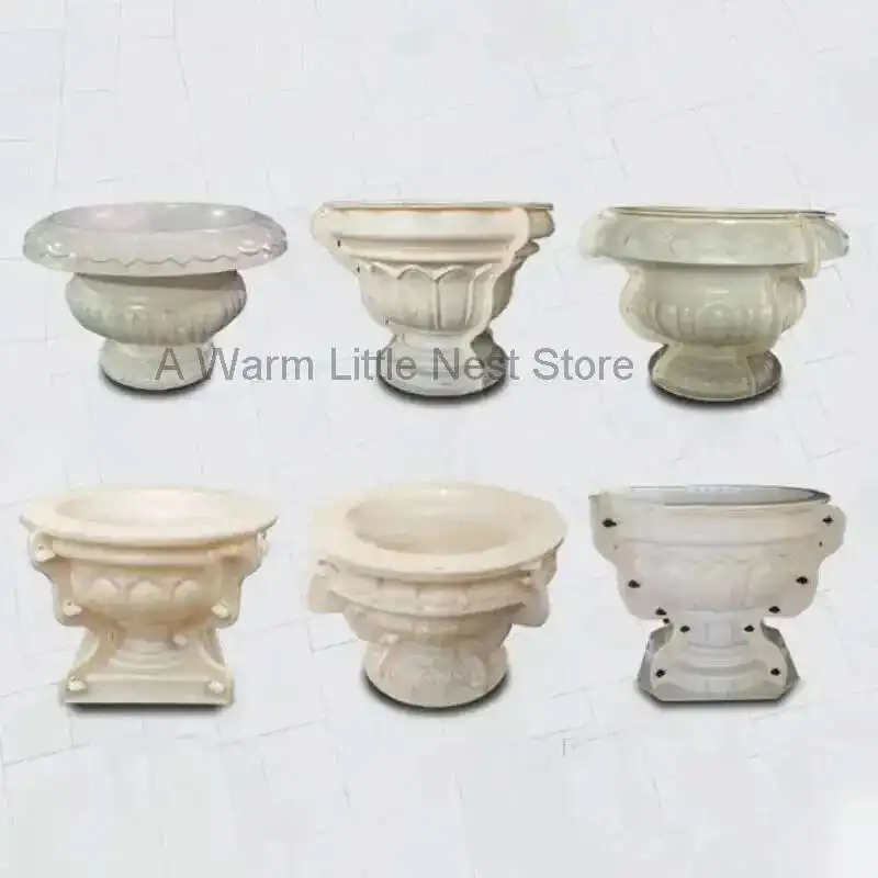 Roman European Garden Building Flower Pot Cement Mold Home Gardening Fence DIY Round Garden Vase Flower Pot Concrete Mold