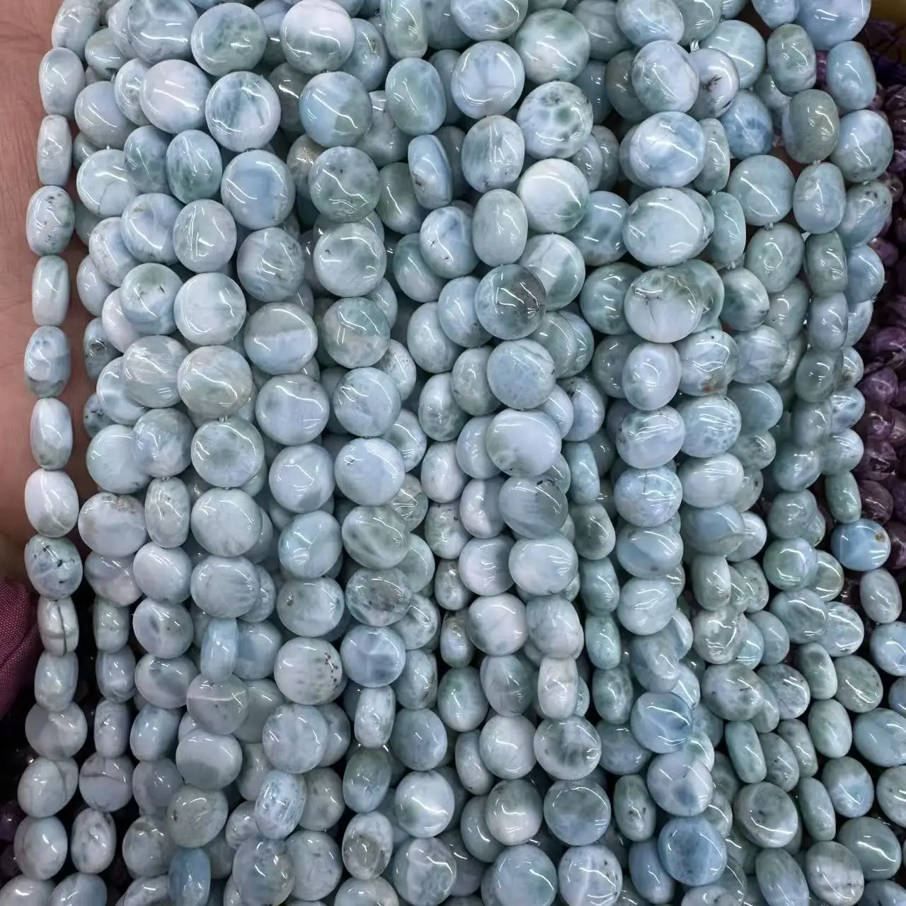 Natürliche AAAA Larimar Münze machen DIY Armband Halskette für Frau Mann Schmuck machen Zubehör Großhandel Image