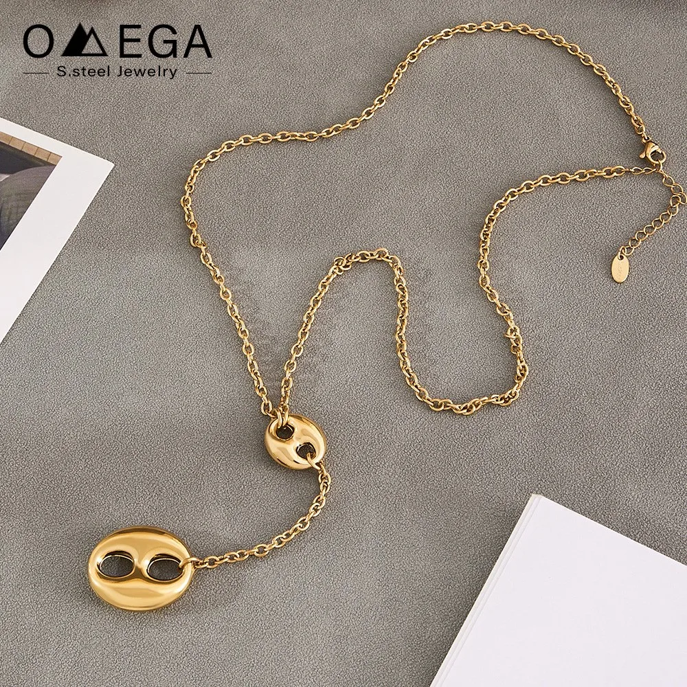 Collana a Y con catena in acciaio inossidabile da 51 cm per donna Placcata in oro 18 carati Impermeabile Non appannante Collane con ciondolo da donna Collana Lariat