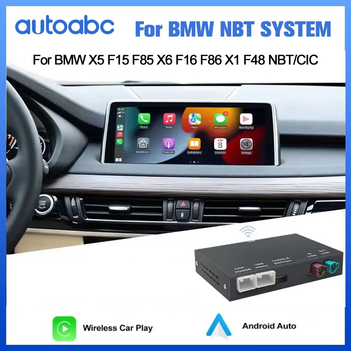 Drahtloses CarPlay Android Auto für BMW NBT/CIC X5 F15 F85 X6 F16 F86 X1 F48 2013–2017 mit Mirror Link AirPlay mit Bluetooth USB Image