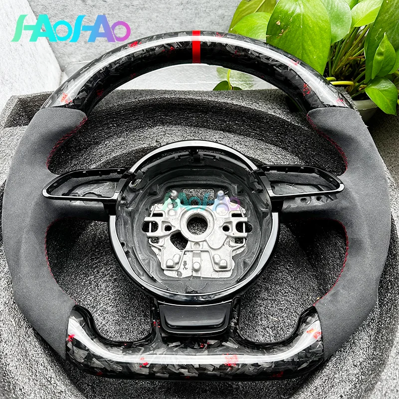 Rotes geschmiedetes Lenkrad, hochwertige Kohlefaser, passend für Audi A1 A7 A6 C7 RS5 RS6 RS7 Modelle 2012-2018 Image