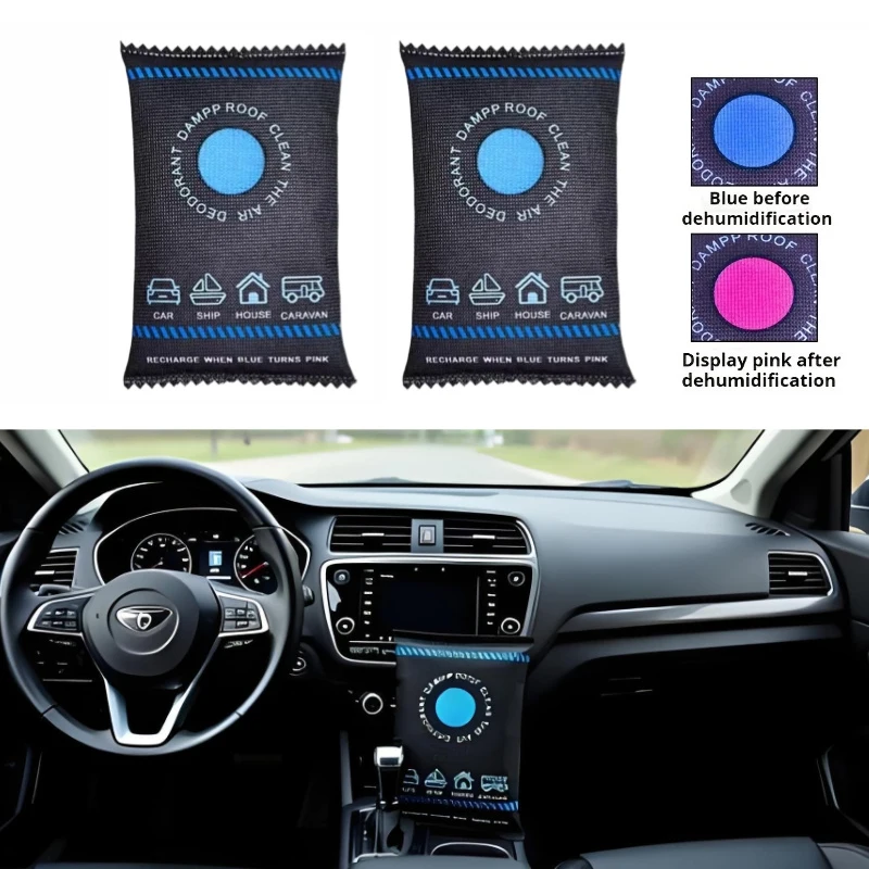 1/3/5 Stück Wiederverwendbarer Luftentfeuchter-Beutel mit Farbanzeige, Professioneller Auto-Luftentfeuchter-Beutel, Feuchtigkeitsabsorber-Beutel für Zuhause und Kleiderschrank Image