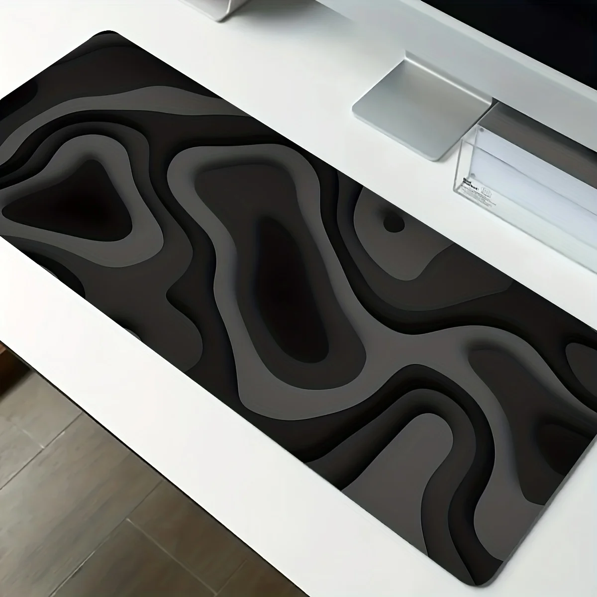 Schwarz Grau Swirl Design großes Mauspad Schreibtischunterlage Gaming-Pad PC-Zubehör Computertastatur Mauspads Büroteppich Mauspad Image