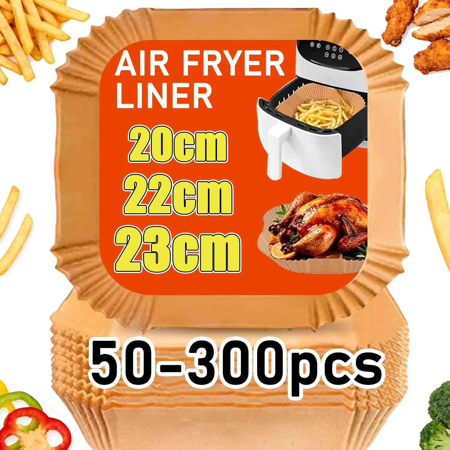 20/22/23 cm Air Fryer Papier Liner Einweg Antihaft Öl-proof Back Papier Liner für Ofen mikrowelle Braten Backen Accessori Image