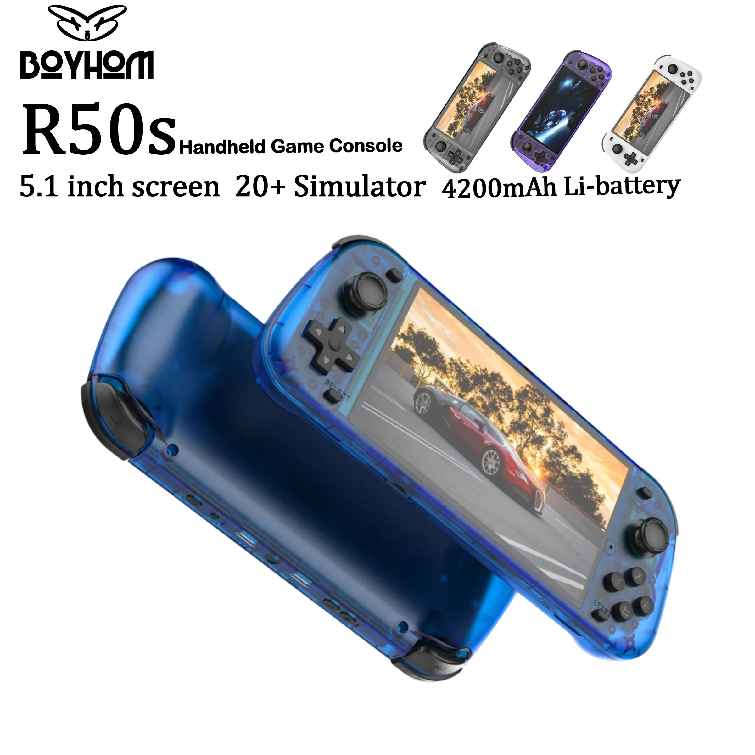 R50S Retro Handheld-Spielkonsole - 5,1 Zoll HD IPS-Bildschirm, 4200mAh Langzeit-Akku, Tragbarer Videoplayer & Klassisches Gaming-Geschenk Image