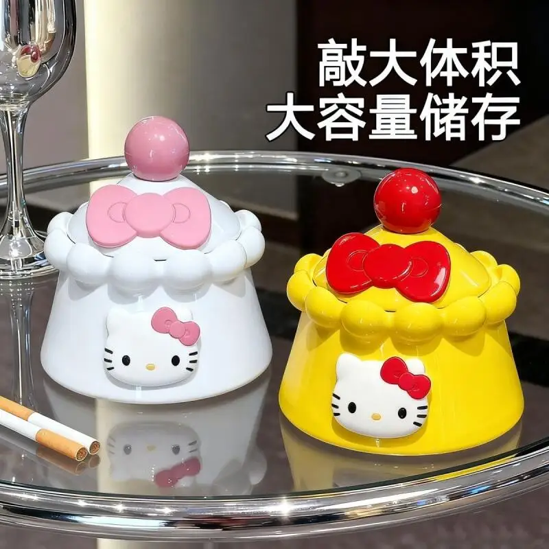 Sanrio Hello Kitty Aschenbecher Hit Produkt Neues Produkt Kawaii Cartoon Große Kapazität Niedliche Kreativität Exquisite Verzierung mit Deckel