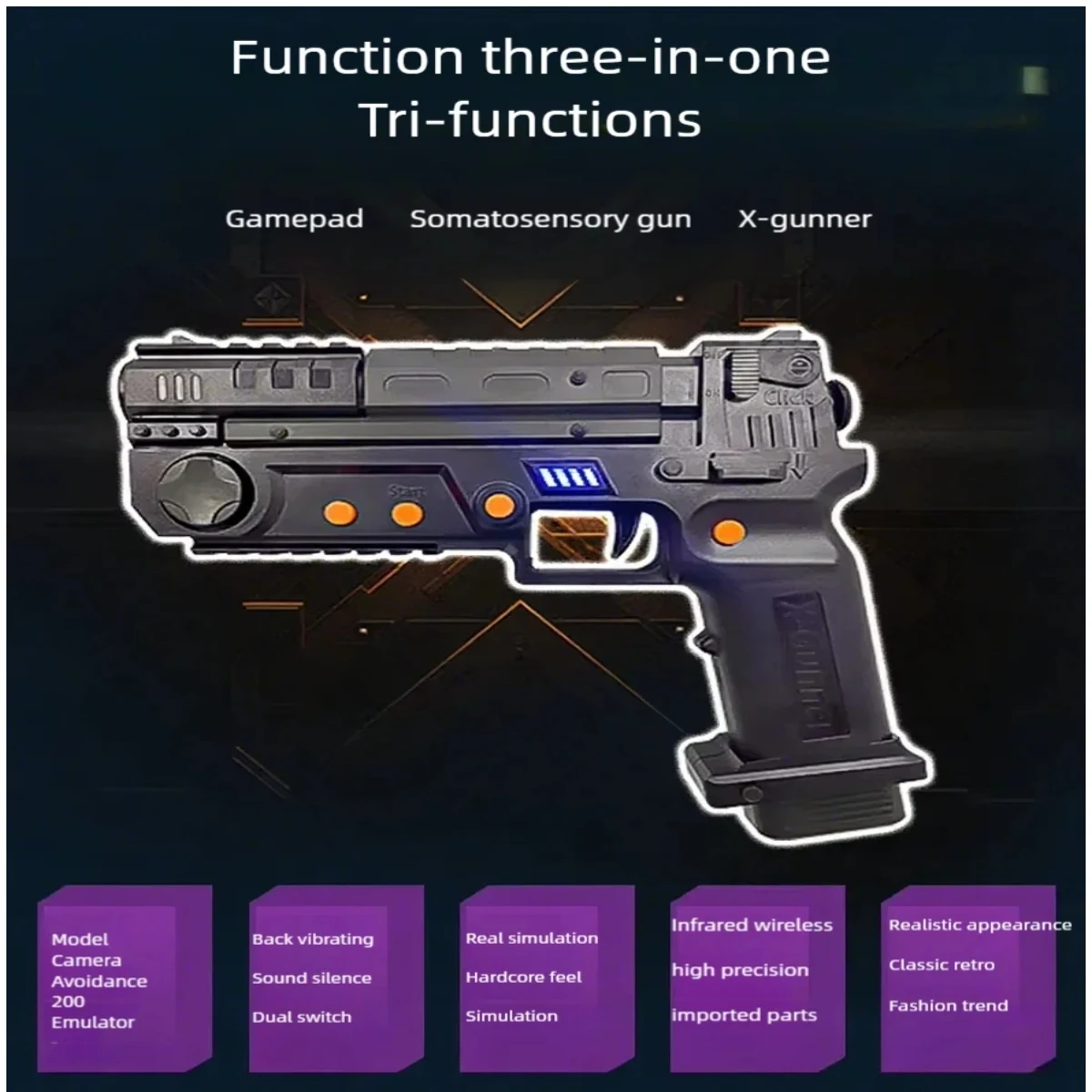 XGUNNER Kabellose Gaming-Lichtpistole mit Rückstoß und Vibration für PC-Arcade-Simulator, Unabhängig Entwickelt mit Einzigartigem System Image