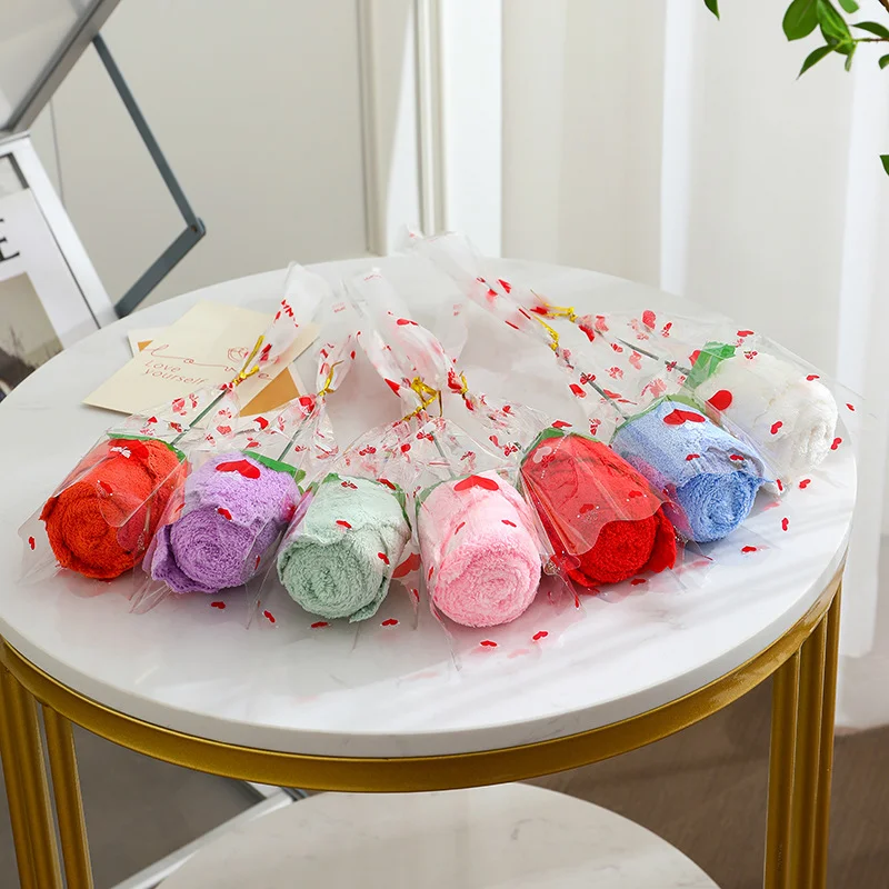 Rosenförmiger Handtuchstrauß, kreatives rosenförmiges Valentinstagsgeschenk/Geburtstags-/Hochzeitsfeier-Souvenir Image