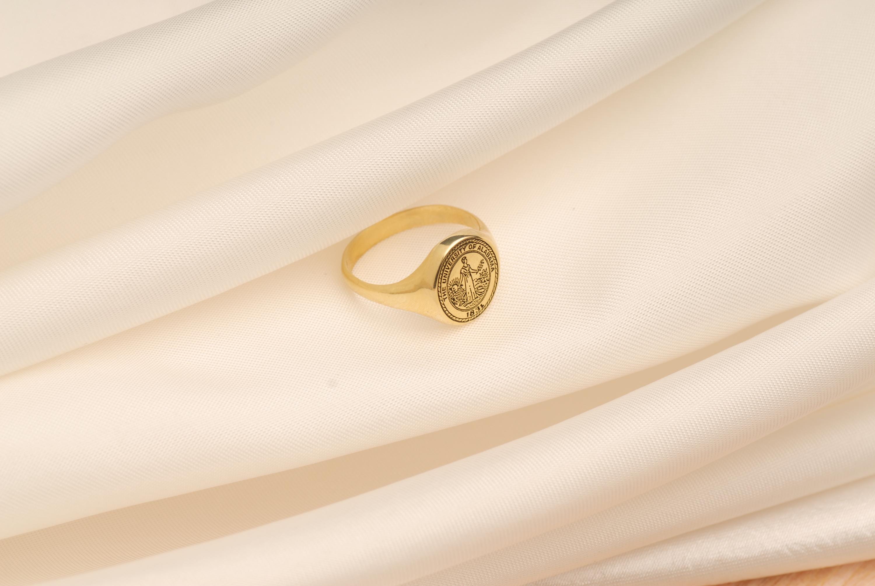 Anello di laurea in oro 14 carati, anello di laurea personalizzato, anello con sigillo con emblema scolastico, anello di laurea in oro, anello univers