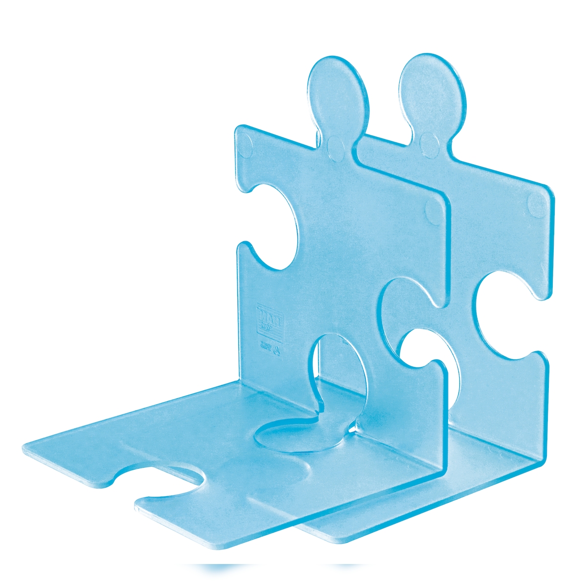 HAN CD-Ständer/Buchstütze PUZZLE, verkettbar, Set mit 2 Stück, transluzent-blau Image