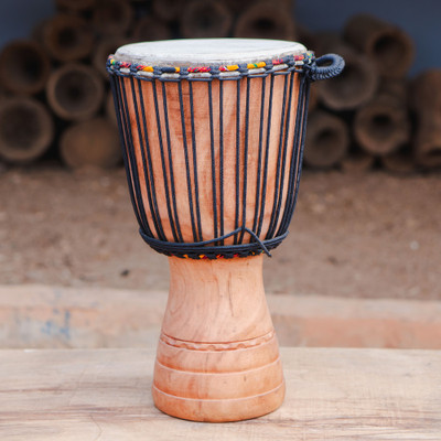 Mandinka Sounds,'Traditional Handmade Tweneboa Wood and Leather Djembe Drum'