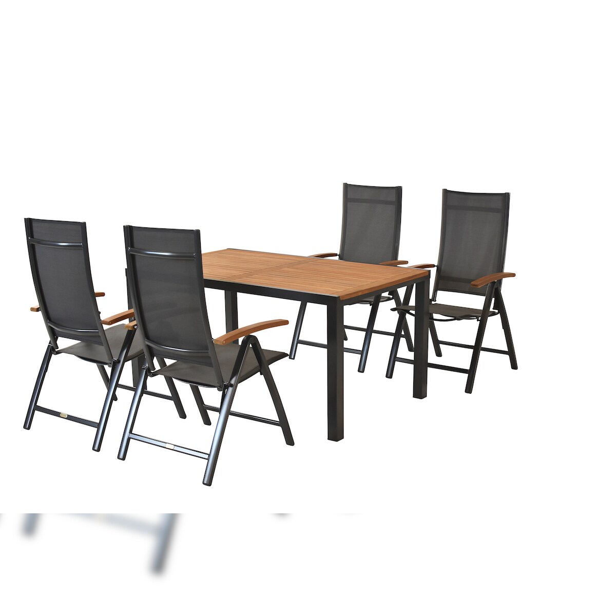 Merxx Toblino Set 5tlg., 4 Klappsessel, 1 Tisch 150 x 90 cm, Aluminium Image