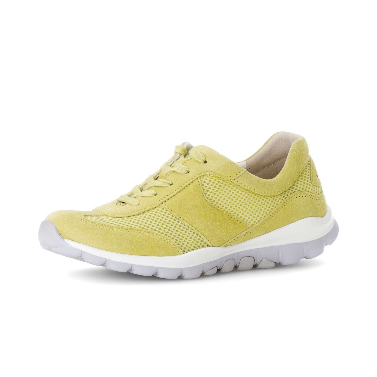 Sneaker GABOR "Sneaker low Lederimitat", Damen, Gr. 38,5, gelb, Schuhe Sneaker