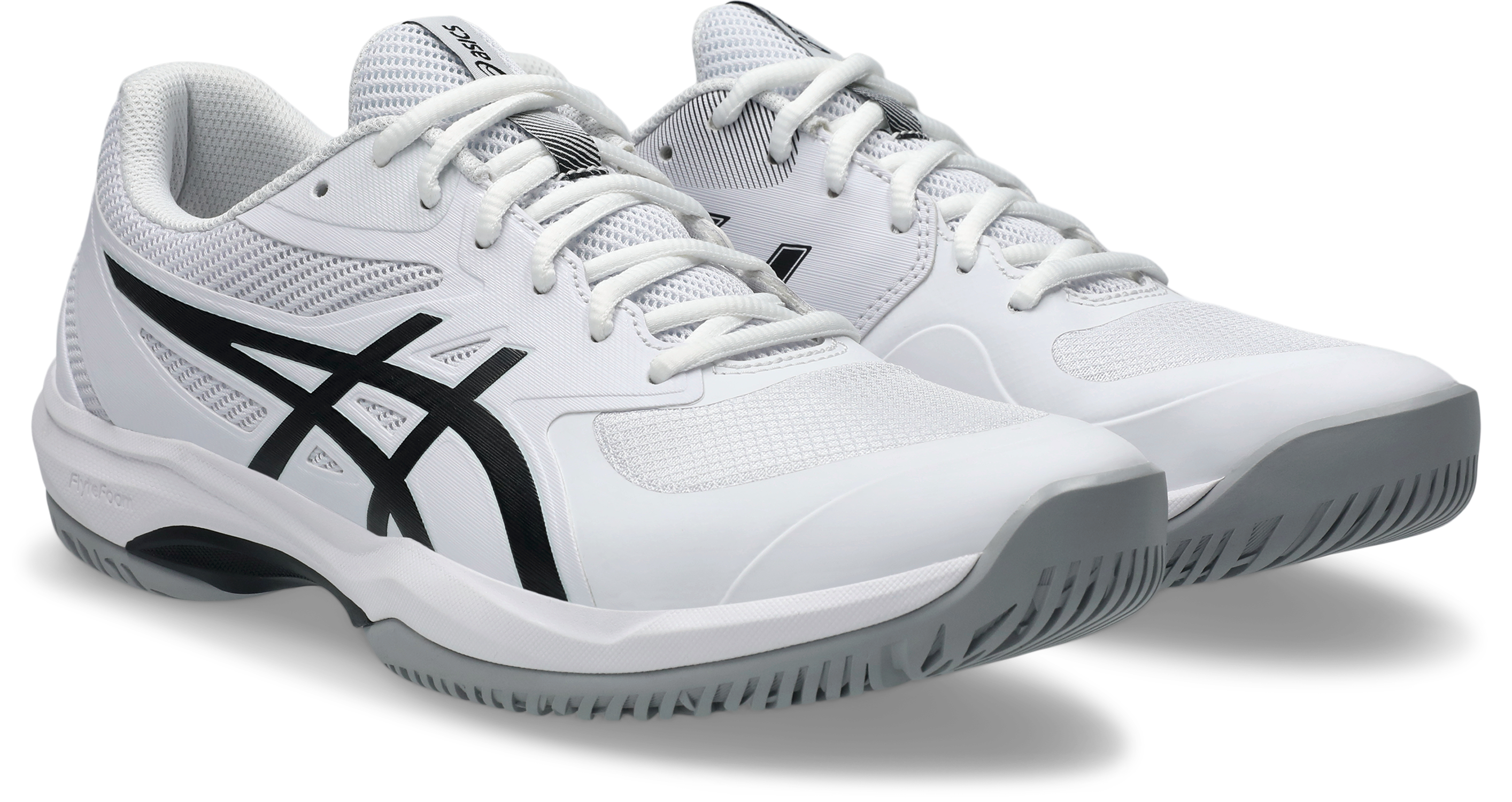 Tennisschuh ASICS "GAME FF", Damen, Gr. 44,5, weiß, schwarz, Textil, Schuhe, Multicourt-Schuh, Allcourt-Schuh