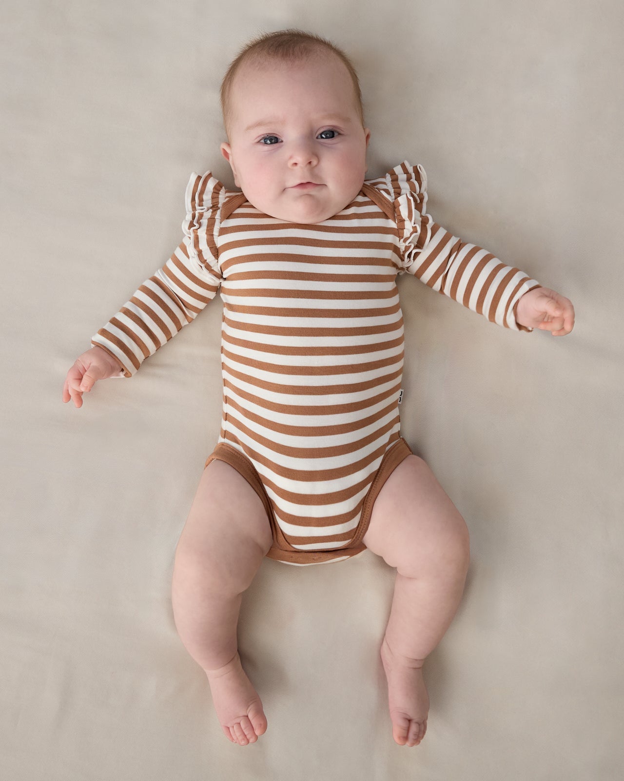 Chestnut Brown Stripe Flutter Bodysuit - Preemie