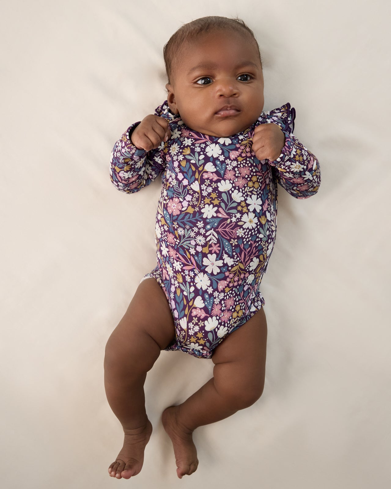 Midnight Petals Flutter Bodysuit - Newborn