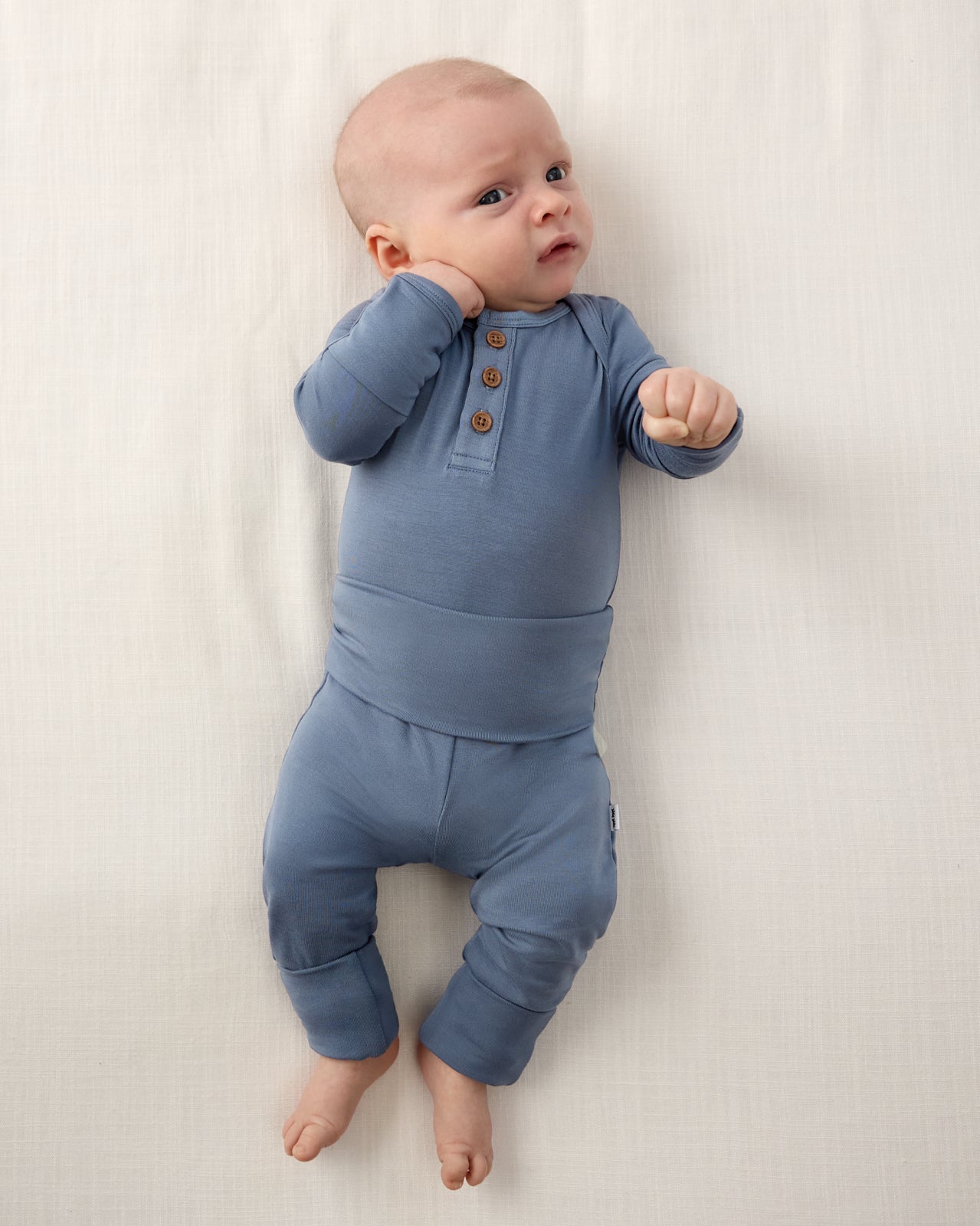 Hazy Blue Henley Bodysuit - 3-6 months