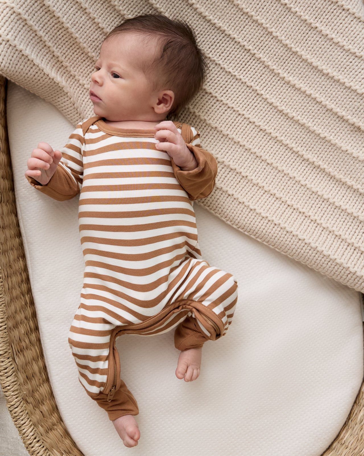 Chestnut Brown Stripe Crescent Zippy - 6-9 months