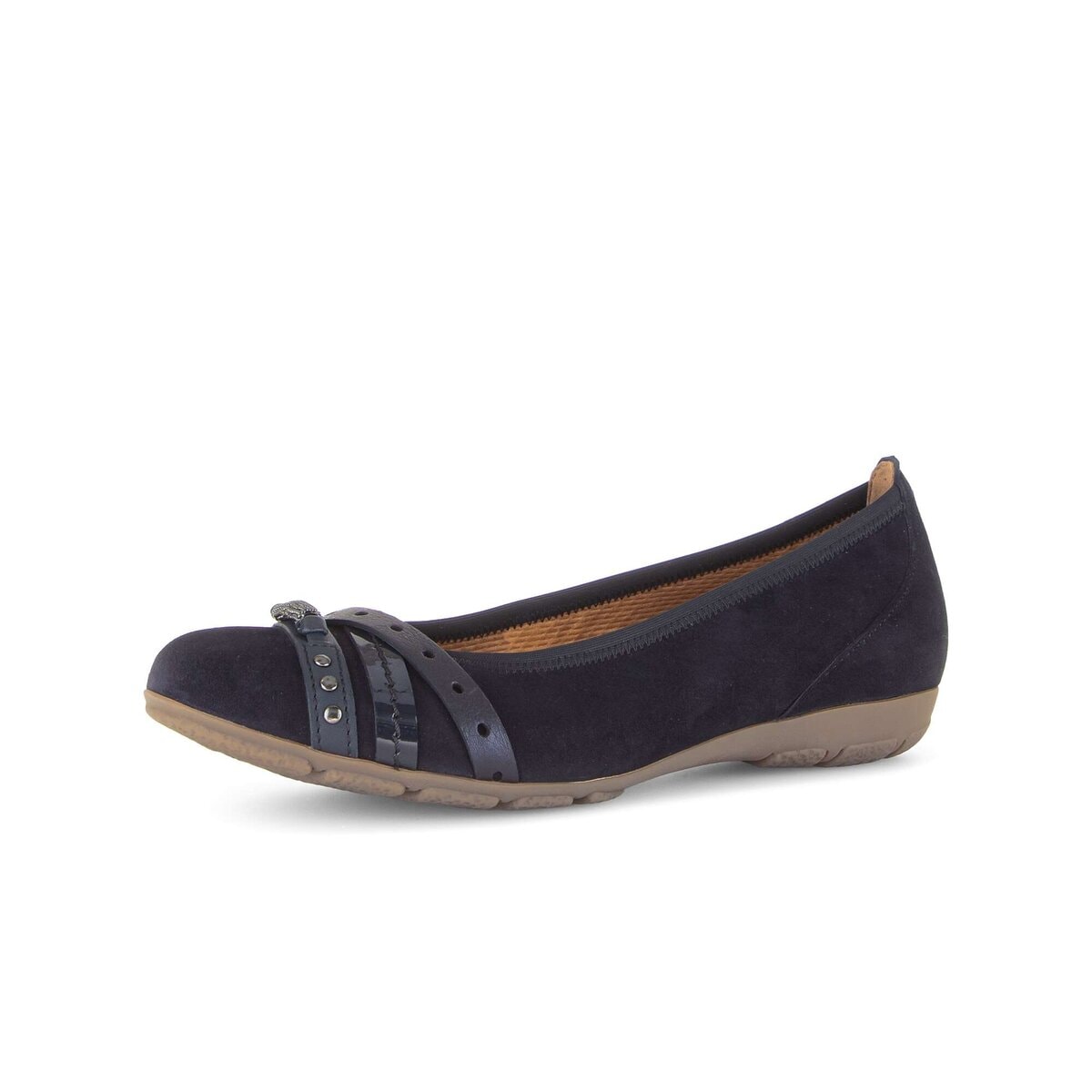 Ballerina GABOR "Eleganter Ballerina Materialmix Leder", Damen, Gr. 42, blau, Schuhe Ballerina