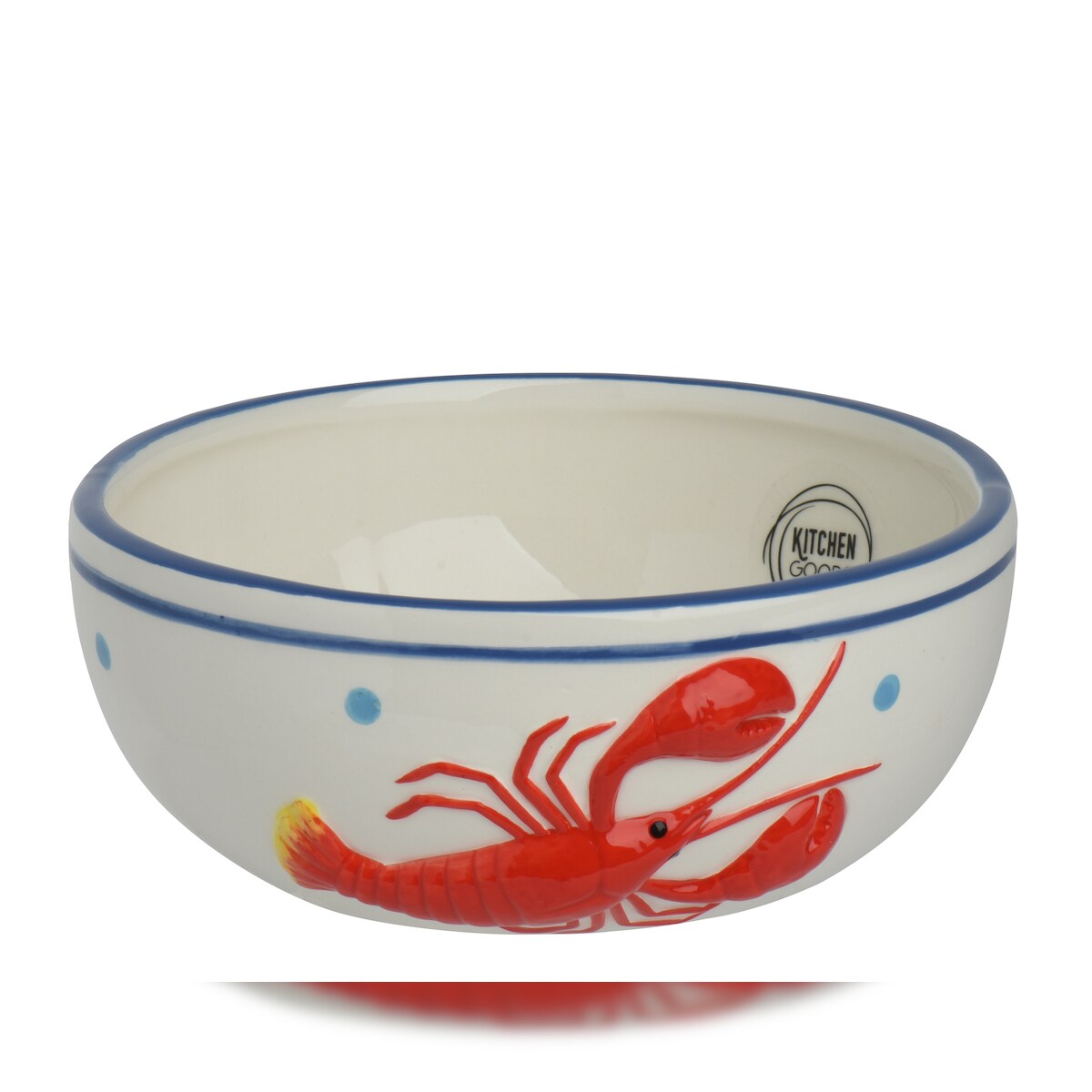 Decoris Schale Keramik 15x6cm Hummer Motiv - Schale Müslischale Dekoschale Speiseschale Frühstücksschale Dipschale Snackschale Geschirr Weiß Rot Blau Image