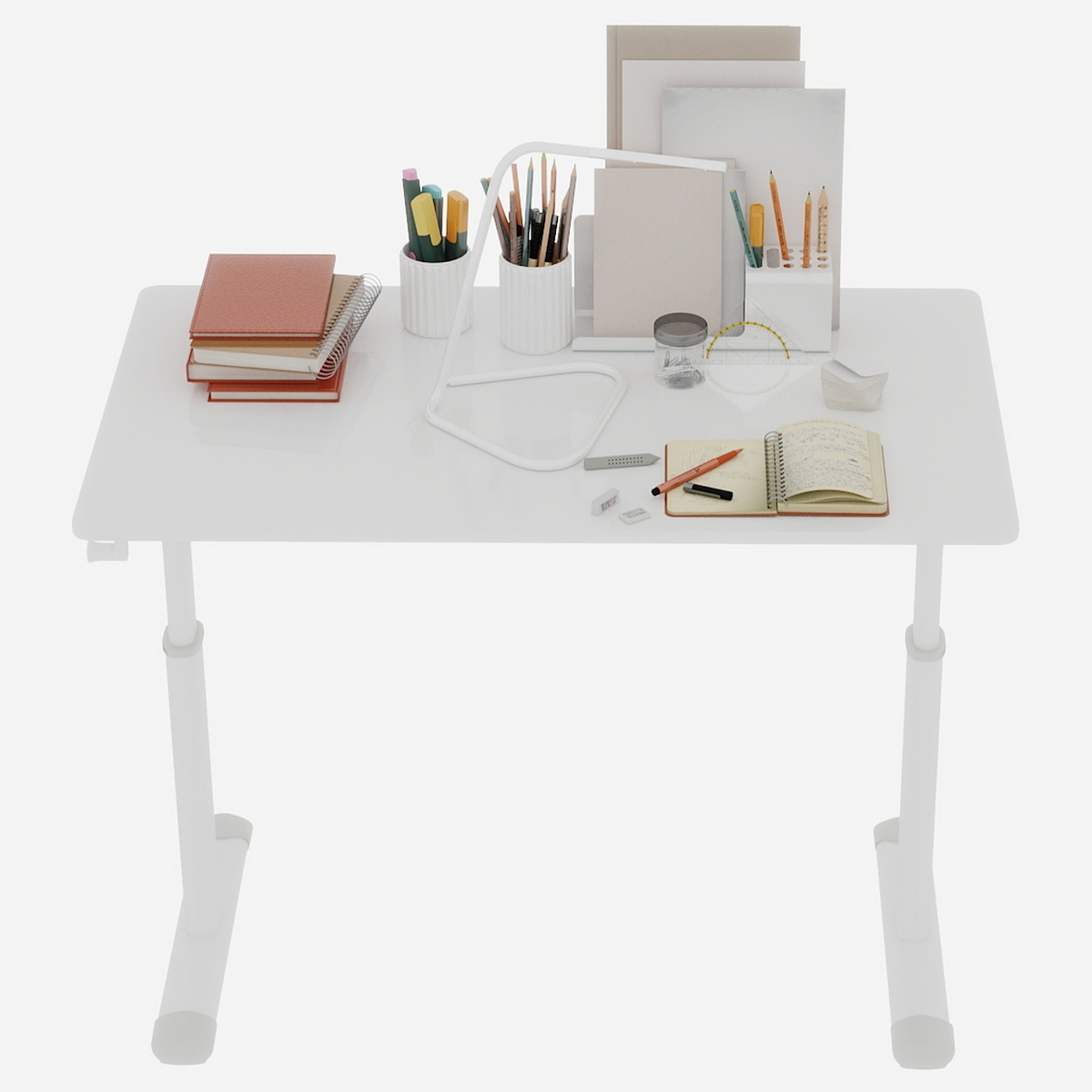 STILVORA Schreibtisch höhenverstellbar Weiß 90x100x60 cm mit Handkurbel, kompakt und minimalistisch, stabiler Doppel Säulen Rahmen für Home Office Image