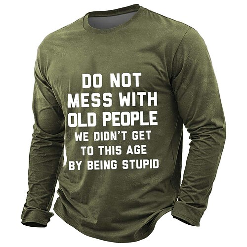 Leg dich nicht mit alten Leuten an, wir sind nicht dumm geworden! Herren-Langarmshirt mit Grafikprint, sarkastischem Spruch, dunkelgrau, Größen S, M, L, XL, XXL, XXXL Image