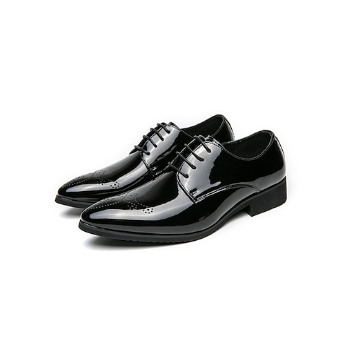 Elegante Brogue-Schuhe für Herren aus Kunstleder mit Flügelkappe, stilvolle Hochzeitsschuhe, ideal für Trauzeugen und Hochzeitsgäste Image
