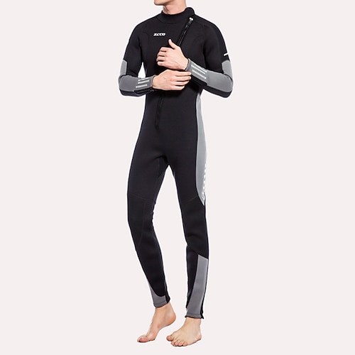 Herren 3mm Neopren Neoprenanzug Thermo-Ganzkörperanzug Farbblockierung Thermik Verdickt UV-Schutz Langarm Bademode Badeanzug Surfen Tauchen Schnorcheln Frühling Image