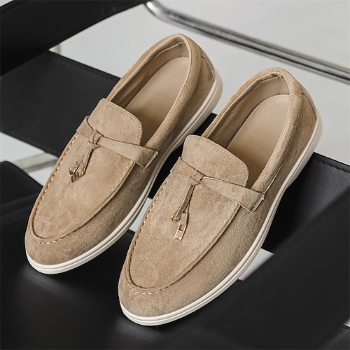 Lässige Herren-Slipper, hellgrau, weiches, atmungsaktives und bequemes Material, ideal für den Alltag und Freizeit. Image