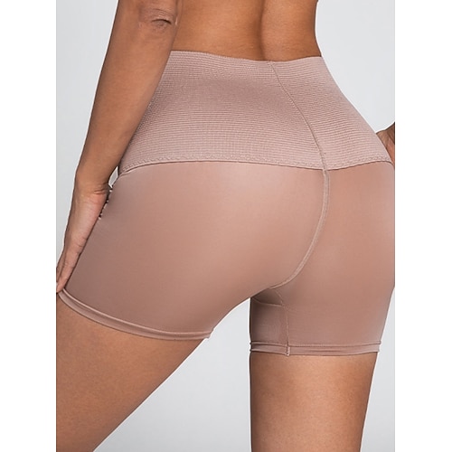 Damen Formende Unterwäsche Schwitzgürtel Lässig Einfarbig Elastischer Bund Shorts Täglich Ärmellos Schwarz Braun Sommer Frühling Herbst Winter Schlank Image