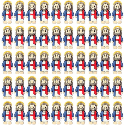 50 kleine Jesusfiguren, Mini-Jesusfiguren in Großpackung zum Befüllen von Ostereiern, Baby-Jesus-Figur, Mini-Miniaturfiguren, Oster-Jesus zum Verstecken und Suchen, religiöse Gastgeschenke Image