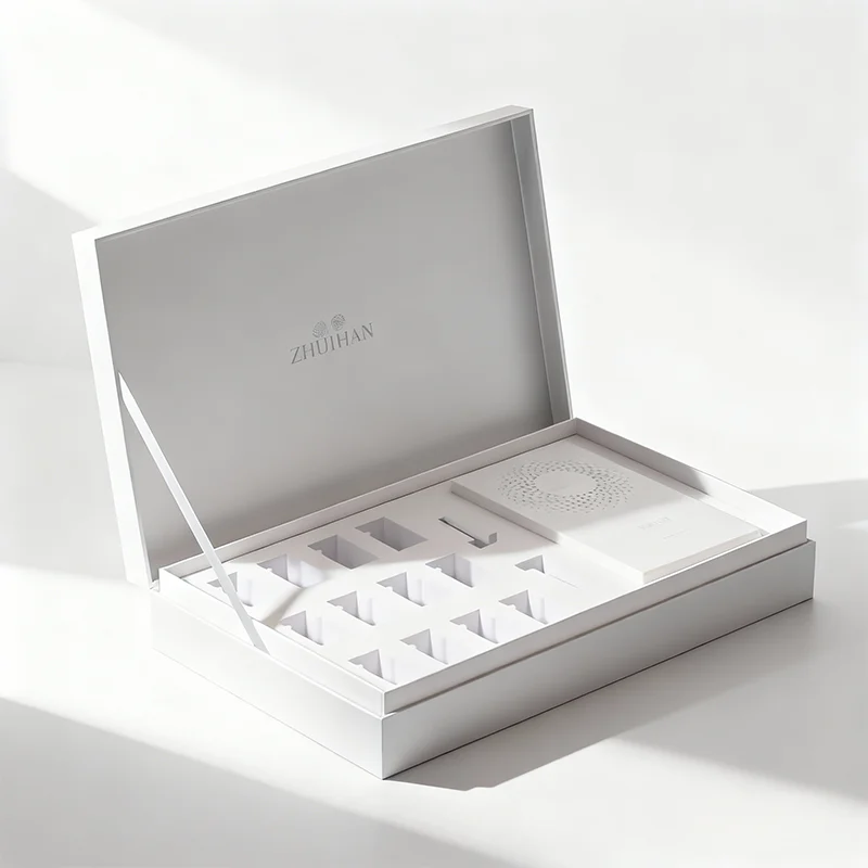 Individuelles Logo TEXTURED Druck Mode Luxus High-End Cosmetic Beauty ätherische Öle Verpackungs box mit EVA-Schaumstoffe insatz