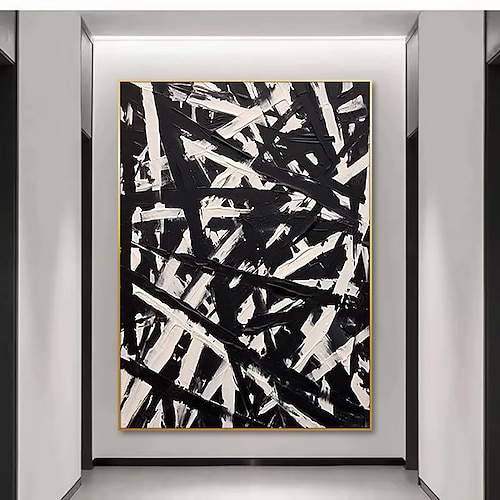 Handgemaltes Ölgemälde auf Leinwand, abstraktes Schwarz-Weiß-Motiv, ideal als Wanddekoration für Ihr Zuhause. Erhältlich auf Keilrahmen oder gerollt, ungerahmt und ungespannt. Image