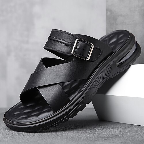 Braune Herren-Sandalen mit gekreuzten Riemen, bequem und strapazierfähig, perfekt für Golfer und sommerliche Outdoor-Aktivitäten Image