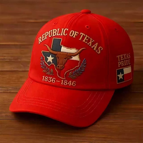 Gedenkmütze der Republik Texas, bestickte Baseballkappe mit Texas-Motiv, verstellbare Vintage-Baumwollkappe für Herren Frauen, 1836–1846 Lone Star Texas Flaggenentwurf Image