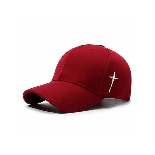 Herren-Baseballkappe aus Polyester mit seitlich gesticktem Kreuz, in verschiedenen Farben erhältlich, ideal für Outdoor-Sportarten und den lässigen Alltag. Image