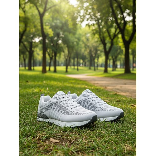 Atmungsaktive Damen-Sneaker aus Strick – leichte Schnürschuhe für Spaziergänge, Joggen, Fitnessstudio, Reisen und den Alltag Image