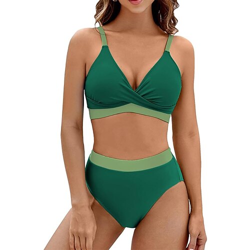 Damen Standard Surfing Tankinis Bikinis Badeanzug 2 Teile Farbblockierung Offener Rücken UV Schutz Elastisch Ärmellos Bademode Surfen Tauchen Schwimmen Sommer Image