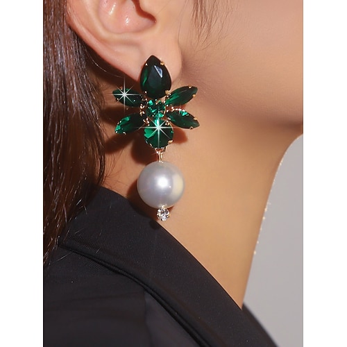 Kristall- und Perlenohrringe für Damen – glamouröse Strass-Ohrhänger für Partys, Hochzeiten oder Abendveranstaltungen Image