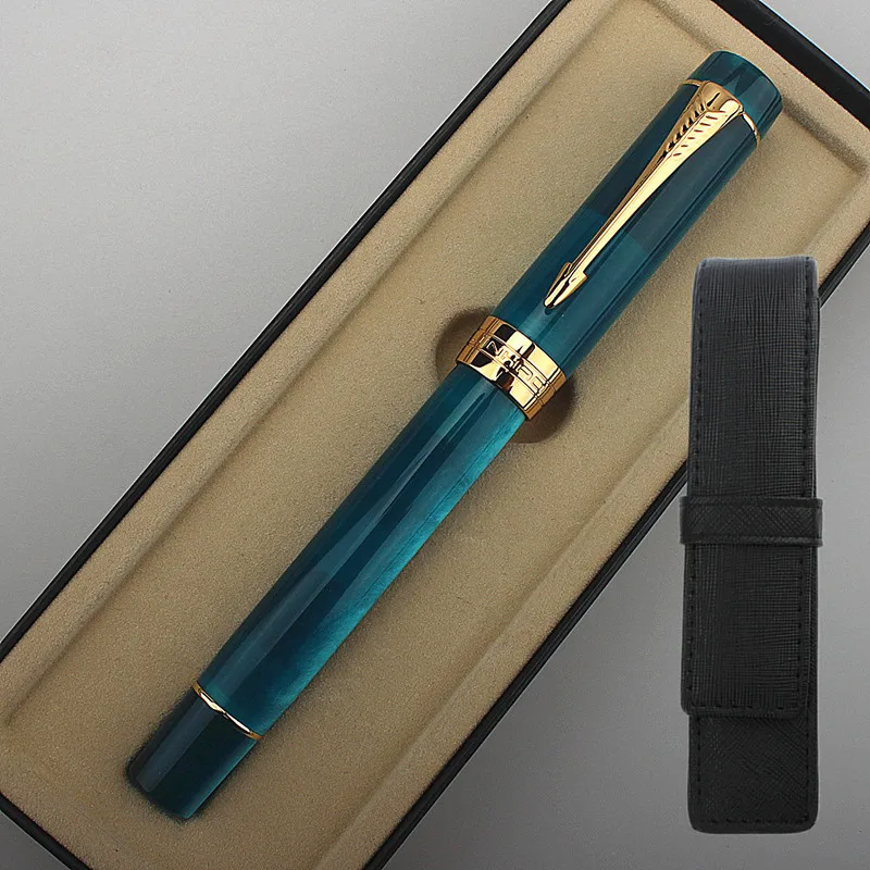 JinHao 100 Brunnen Stift Acryl Pfau orchidee Gold Metall Clip EF F schreibfedern büro schule liefert kalligraphie schreiben stifte Image