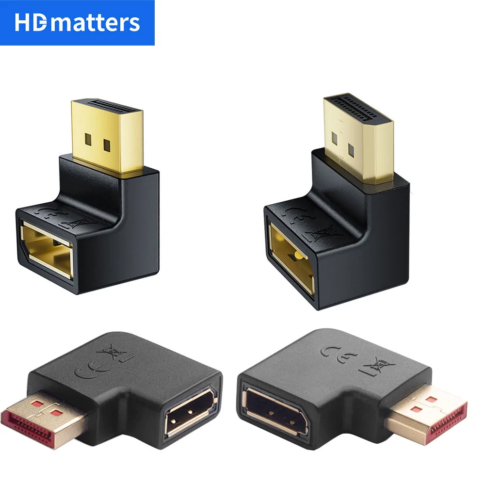 90-Grad-DisplayPort-Kabeladapter rechts links Winkel Displayport-Adapter-Konverter DisplayPort 1.4-Adapter 4K 144 Hz DP-Adapter Image