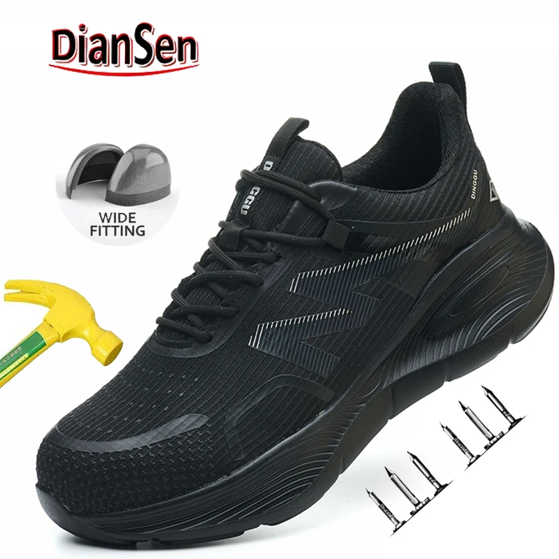 Chaussures de sécurité de travail pour hommes, baskets de travail légères et indestructibles, chaussures de sécurité à bout en acier, bottes de protection de sécurité noires, taille 40-46